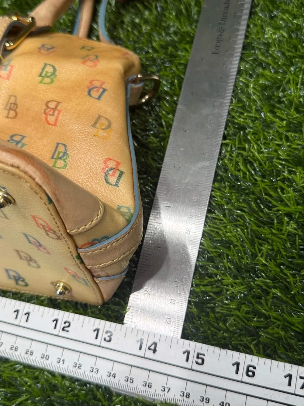 Dooney & Bourke DB logo canvas satchel bag rainbow Y2K VTG Purse